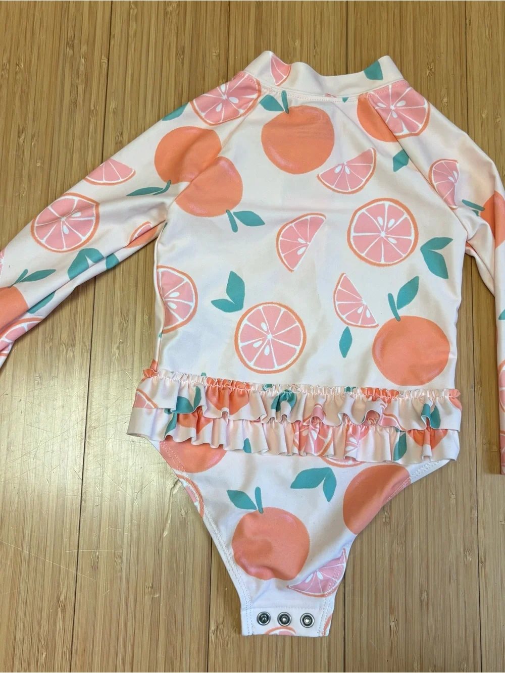 Carter's Peach & Teal Citrus Ruffle One-Piece Swimsuit